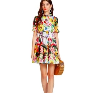 💥SALE💥 NEW Floral Print Tiered Mini Dress Short Sleeves Sz. XL